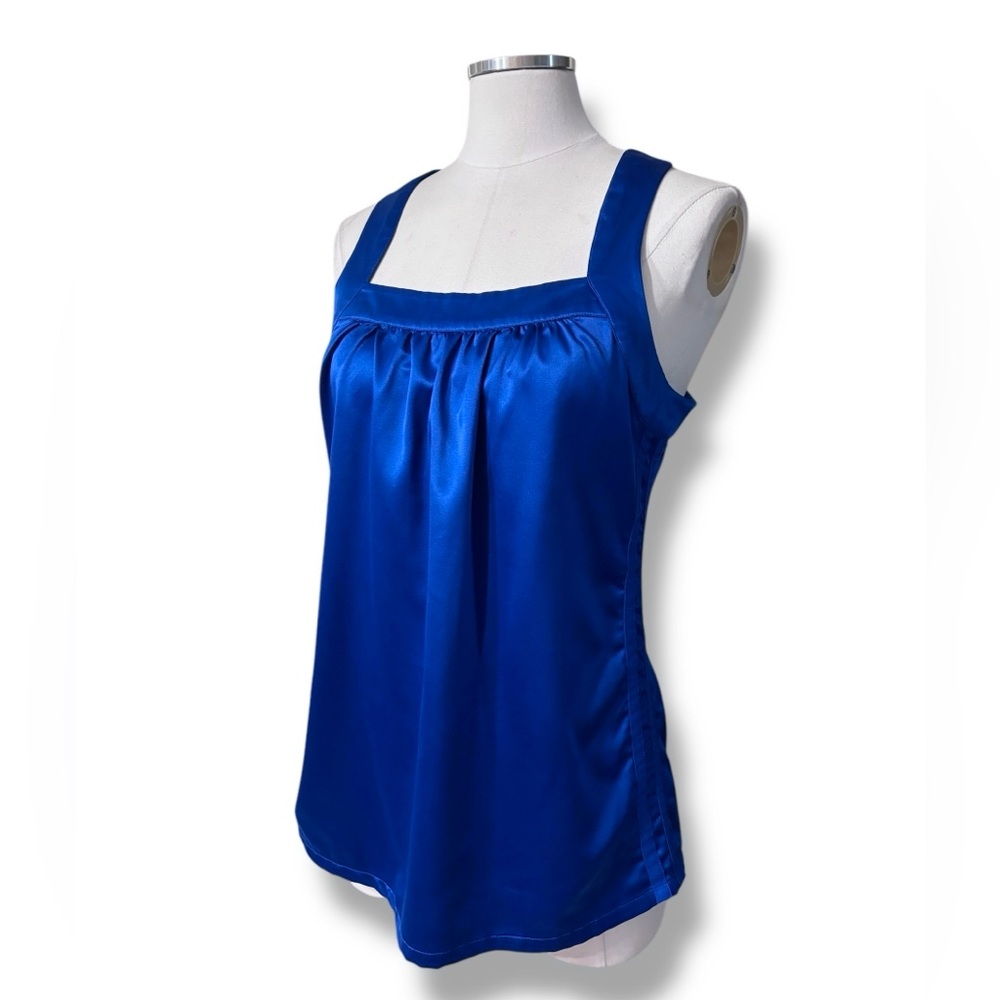 CONVERSE Blue Satin Racerback Gathered Front Camisole